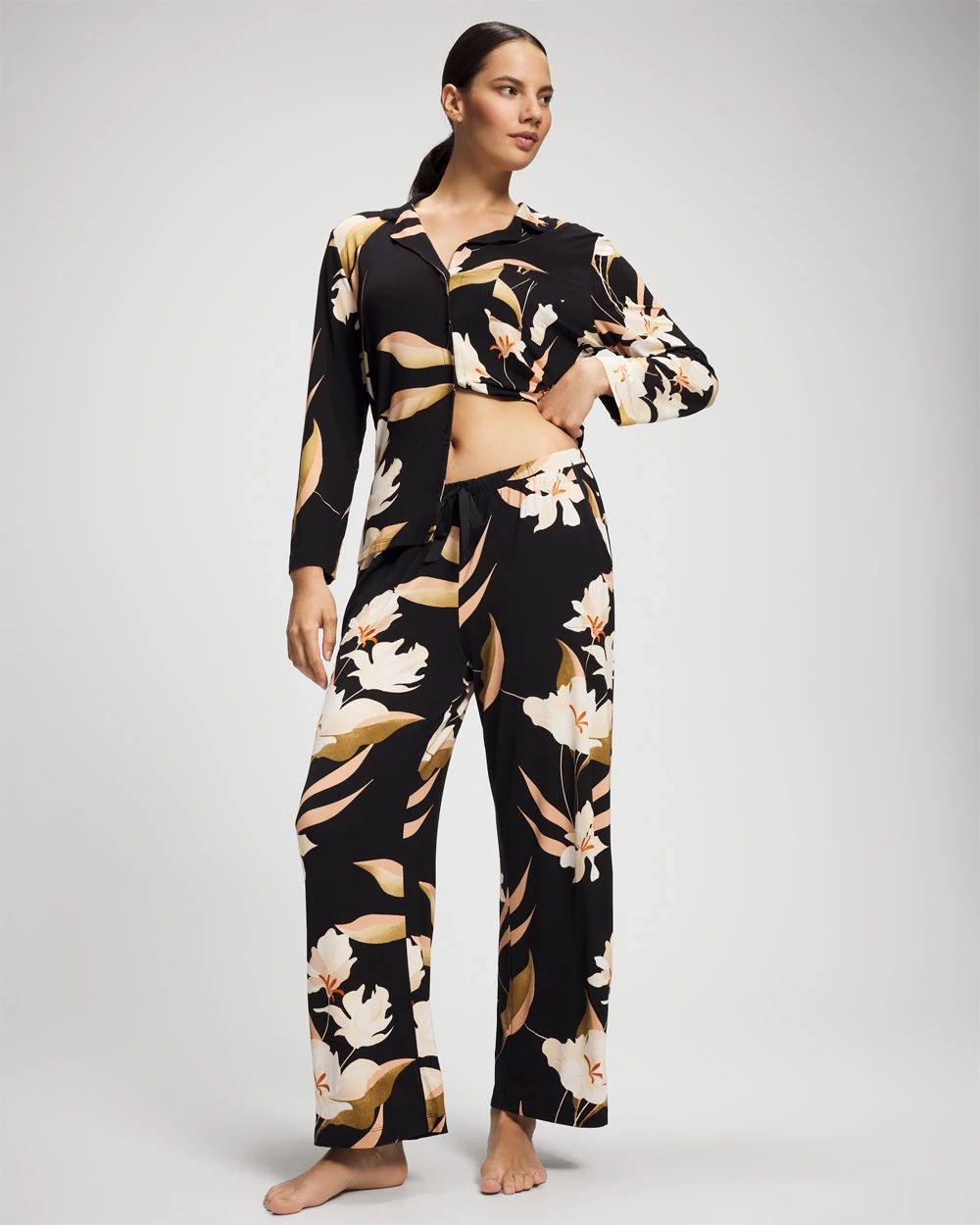 Satin Trim Pajama Pant | Soma